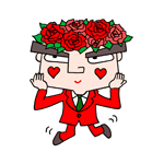 ビジネス・キャラクター「薔薇・ローズ・花束・ブーケ・レッドローズ・赤いバラ・情熱的」のイラスト