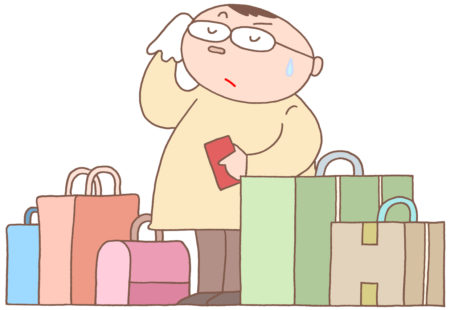 ショッピング,買い物,買い物客,爆買い,衝動買い,大人買い,散財,買い物袋,荷物,まとめ買い,衝動買い