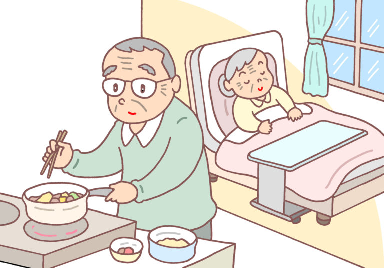 介護のイラスト「老老介護・老老看護・老夫婦・高齢者世帯・家族介護」 | 色んなイラスト・無料素材
