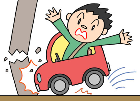 自動車事故,交通事故,事故,衝突事故,物損事故,電柱,電信柱,破壊,破損,車,自動車,ドライバー,運転手,危険運転