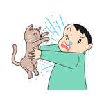 猫アレルギー,動物アレルギー,アレルギー,アレルギー症状,鼻水,鼻炎,鼻づまり,くしゃみ,過敏症,アレルギー性鼻炎,疾患,男性,人物,猫,ペット,動物,愛玩動物,過敏反応,アレルゲン