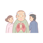 呼吸器障害「肺炎・高齢者疾患・抵抗力低下・肺病・誤嚥性肺炎」のイラスト