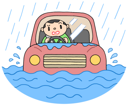 冠水,土砂降り,増水,大雨,気象災害,水害,水没,洪水,浸水,災害,自動車,豪雨,車