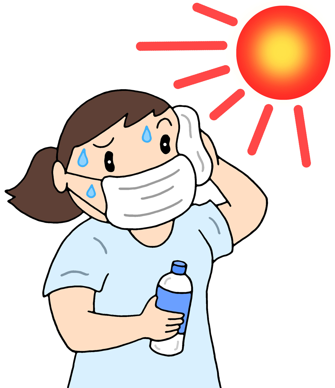 病気,疾患,疾病,病,熱中症,日射病,脱水症,脱水症状,酷暑,猛暑,日差し,直射日光,発汗,水分補給,塩分補給,熱中症対策