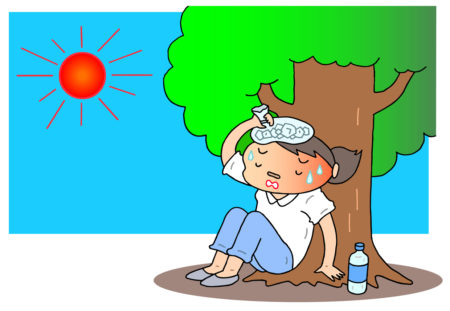 熱中症,日射病,脱水症,脱水症状,酷暑,猛暑,日差し,直射日光,木陰,日陰,倦怠感