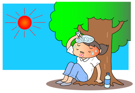 熱中症,日射病,脱水症,脱水症状,酷暑,猛暑,日差し,直射日光,木陰,日陰,倦怠感