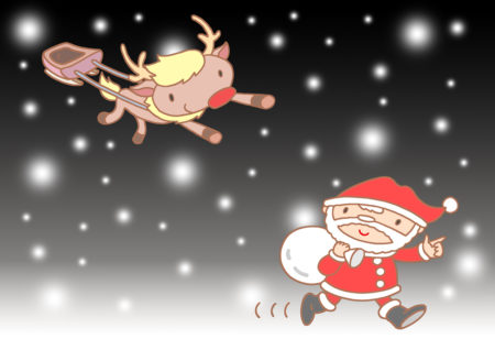 クリスマス,Xmas,サンタクロース,クリスマスイブ,クリスマスイヴ,トナカイ,そり,降雪,雪,聖夜